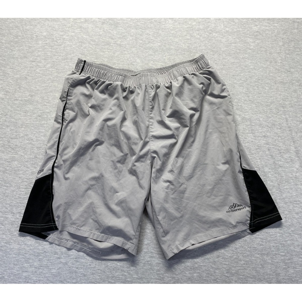 Outdoorsport Basketball Shorts Men's 38 Gray Black Mesh Lined‎ Elastic Waisted